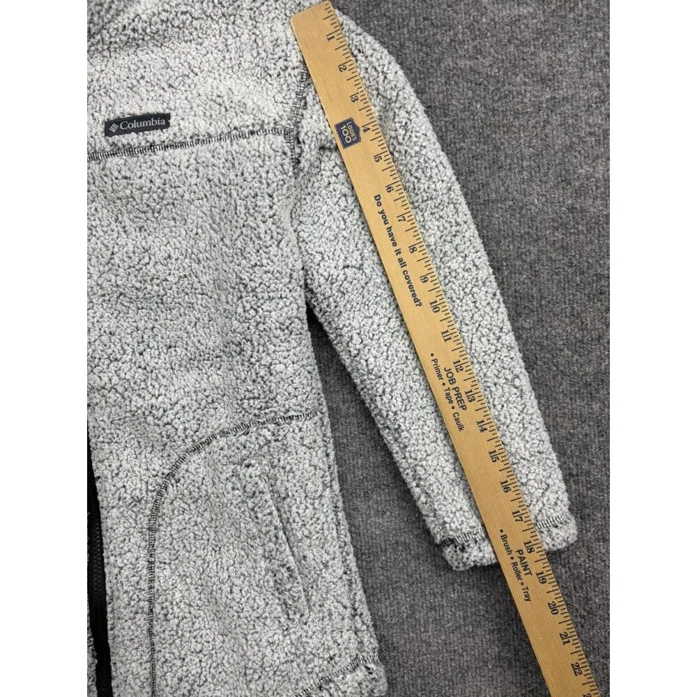 Columbia Jacket Kids L Gray Sherpa Fleece Full Zip Pockets Warm Longline‎